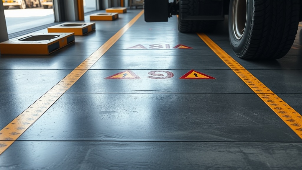 데크 바닥에 남은 휠 바이트 흔적과 위험성 경고